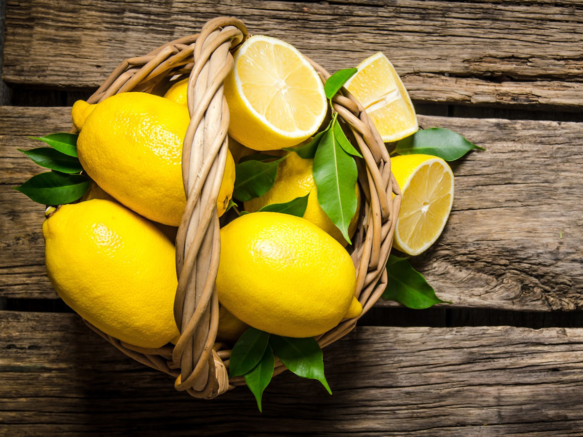 корзинка с лимонами, лимоны