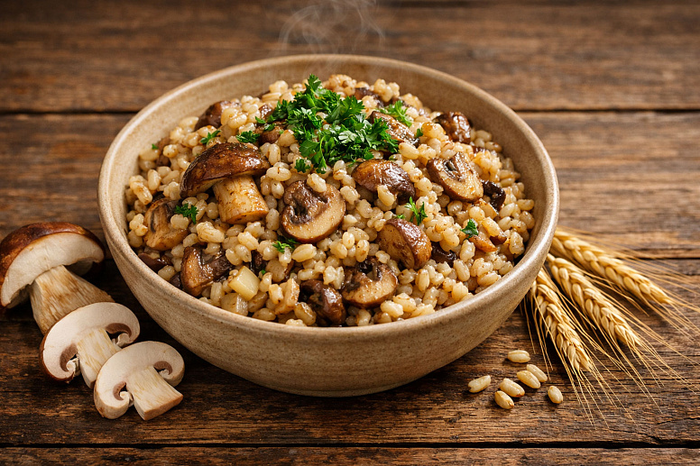 перловка с грибами