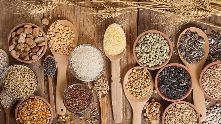 крупы, пшеница, семечки, рис, лен