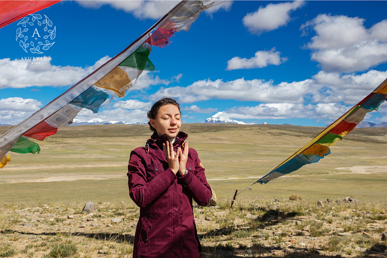 девушка делает мудру лотоса фото