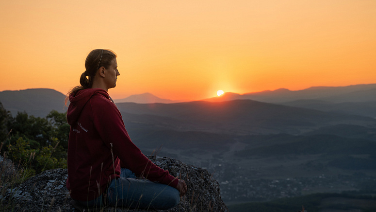 рассвет, горы, закат, йог, медитация