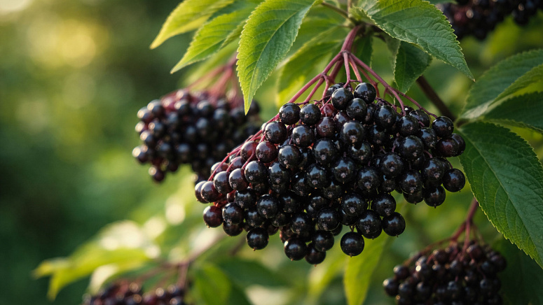 гроздь бузины на ветке