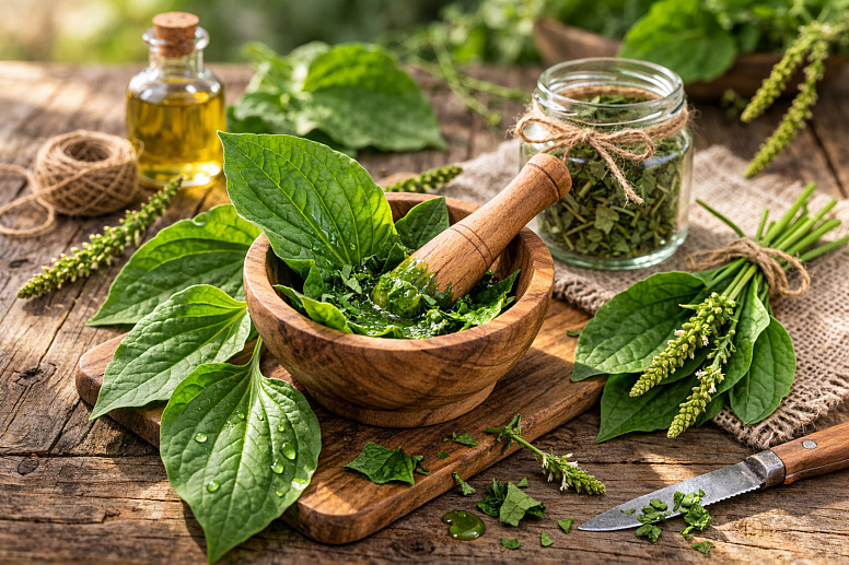 подорожник в ступке